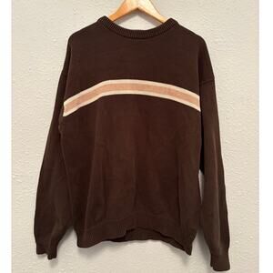 Vintage Croft and Barrow Cotton Brown Single Stripe Sweater Fisherman Skater XL